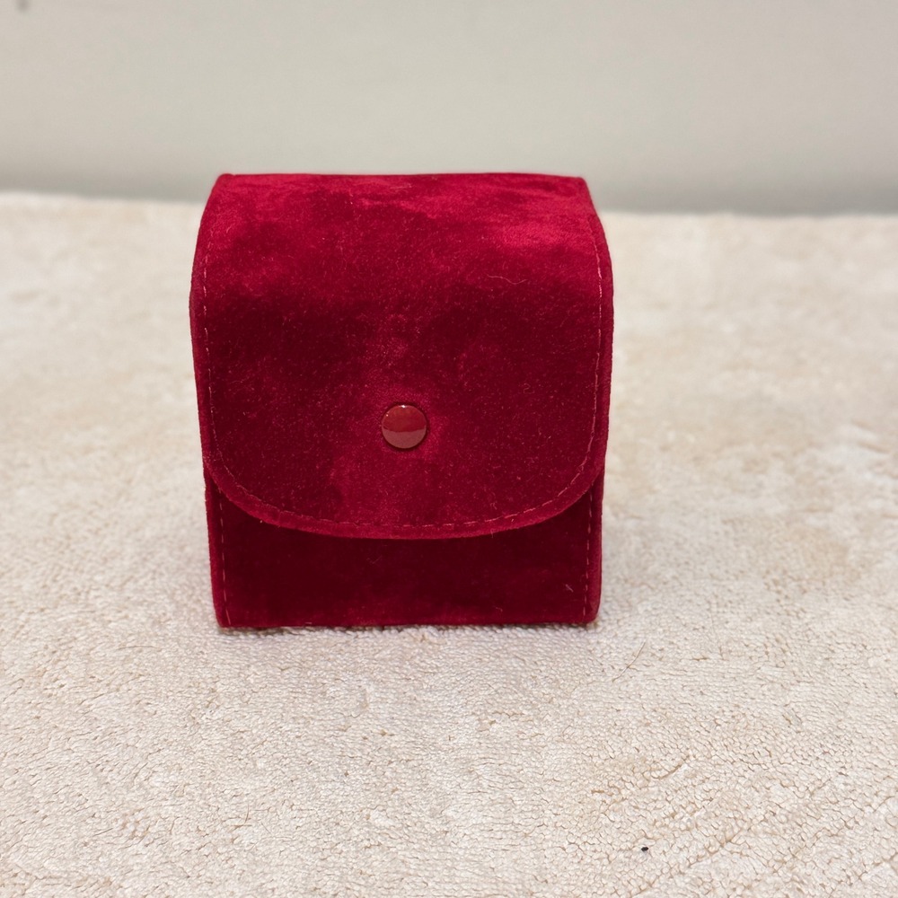 Cartier Red Velvet Jewelry Travel Pouch Snap Closure Storage Case Empty